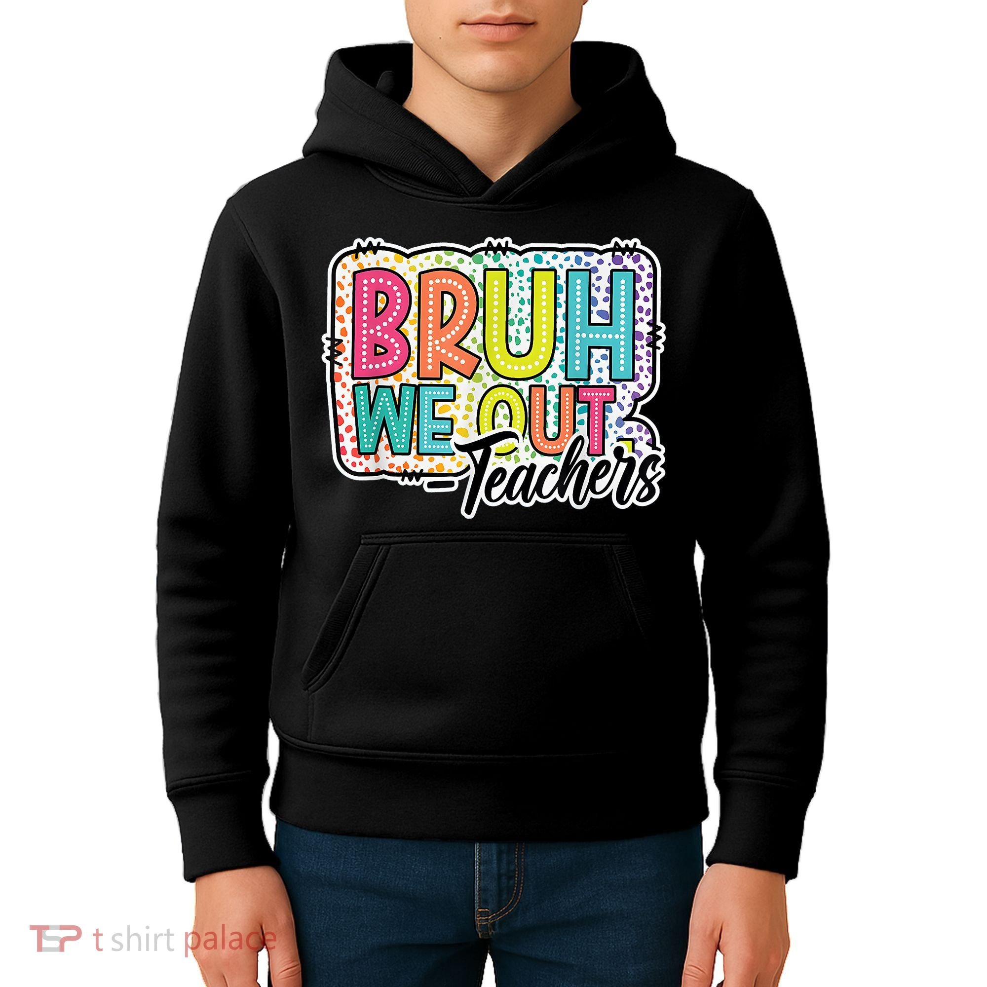 Bruh We Out Teachers Cute End Of School Year Summer Groovy Kids Hoodie