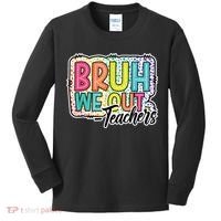 Bruh We Out Teachers Cute End Of School Year Summer Groovy Kids Long Sleeve Shirt thumb 0