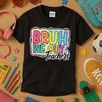 Bruh We Out Teachers Cute End Of School Year Summer Groovy Kids T-Shirt thumb 3