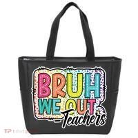 Bruh We Out Teachers Cute End Of School Year Summer Groovy Tote Bag thumb 0