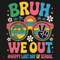 Bruh We Out Teachers Happy Last Day Of School Groovy Pom Pom 12in Knit Beanie thumb 2