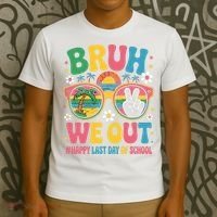 Bruh We Out Teachers Happy Last Day Of School Groovy T-Shirt thumb 3
