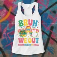 Bruh We Out Teachers Happy Last Day Of School Groovy Women's Tank Top thumb 3