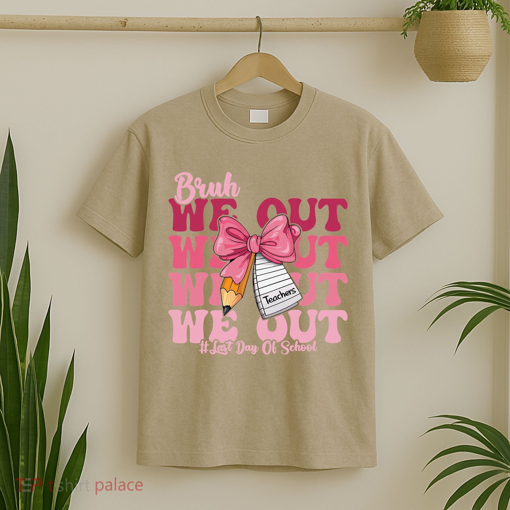 Bruh We Out Coquette Bow Happy Last Day Of School Groovy T-Shirt