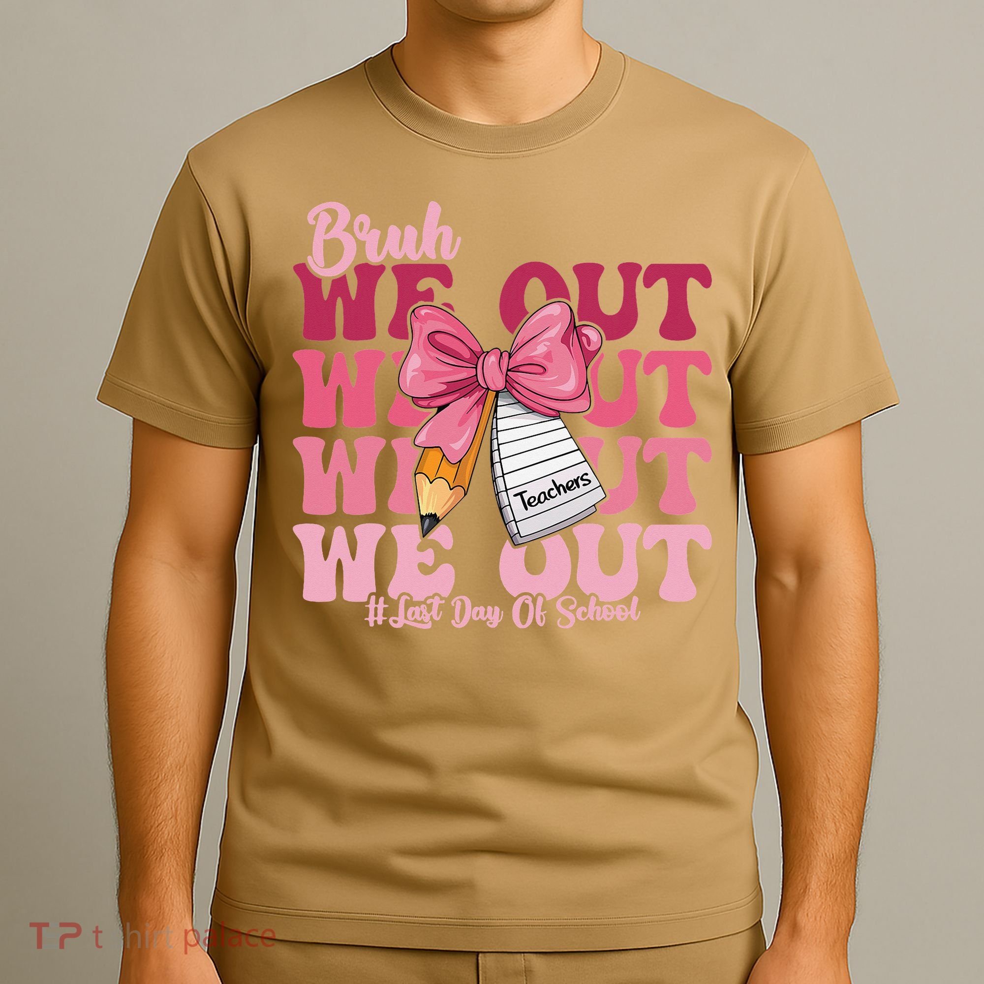 Bruh We Out Coquette Bow Happy Last Day Of School Groovy T-Shirt