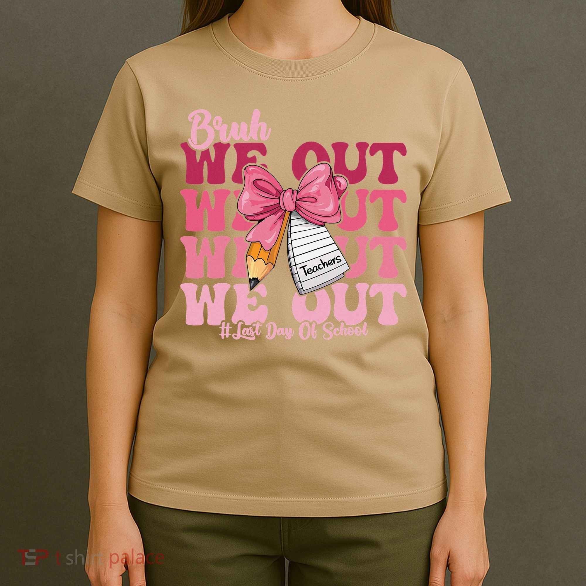 Bruh We Out Coquette Bow Happy Last Day Of School Groovy T-Shirt