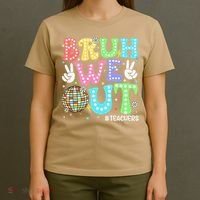 Bruh We Out Teachers Retro Disco Happy Last Day Of School T-Shirt thumb 4