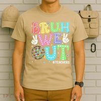 Bruh We Out Teachers Retro Disco Happy Last Day Of School T-Shirt thumb 6