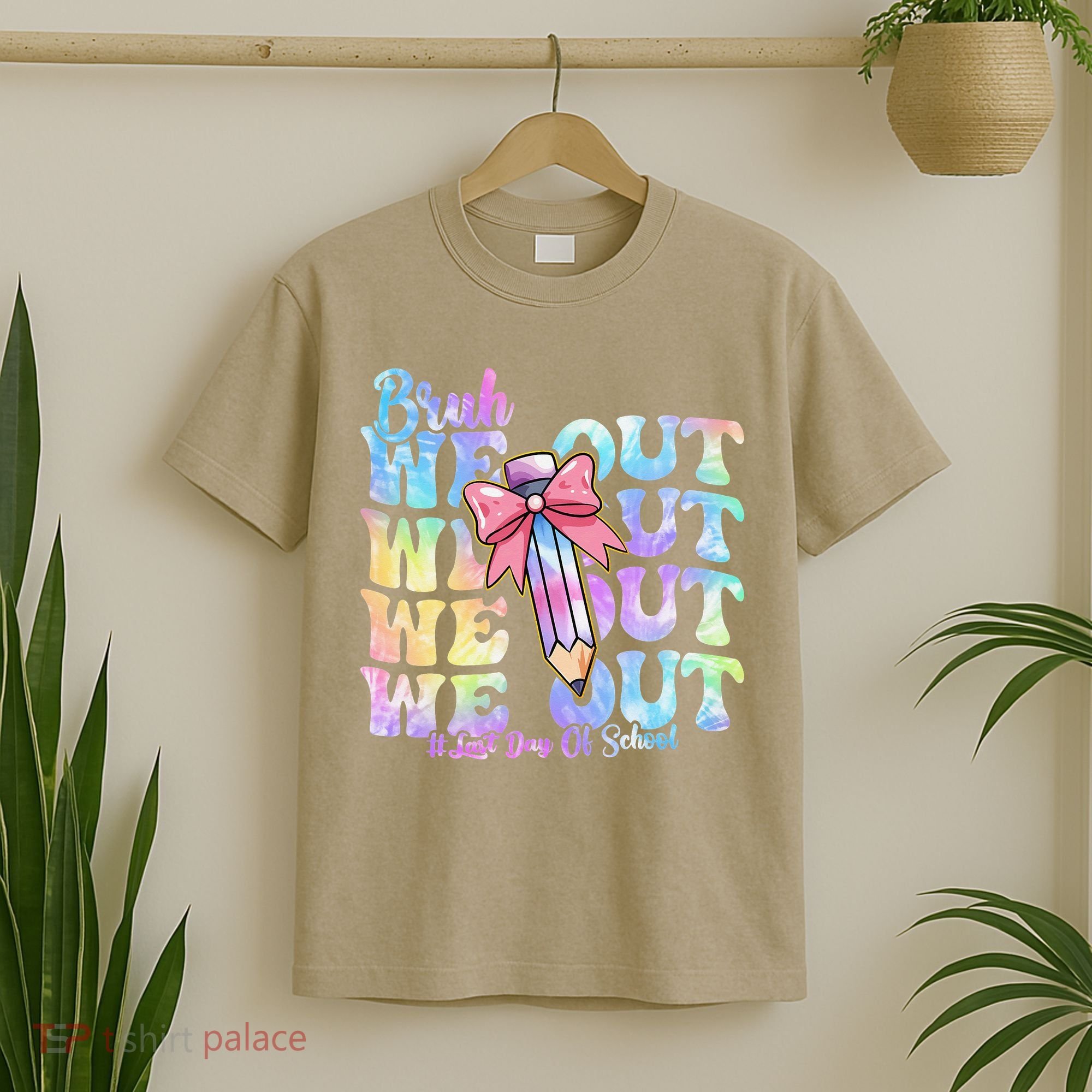Bruh We Out Tie Dye Happy Last Day Of School Coquette Bow T-Shirt