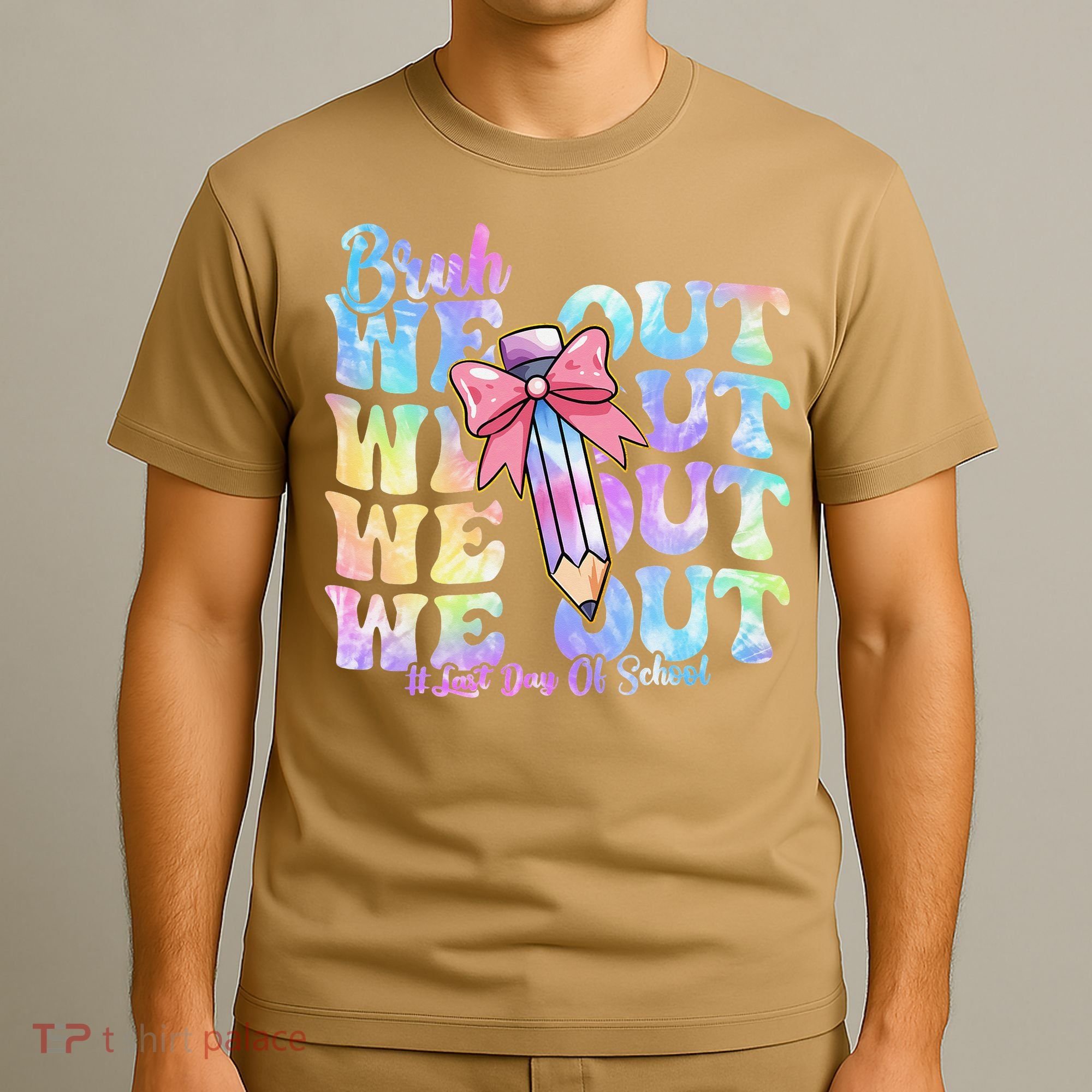Bruh We Out Tie Dye Happy Last Day Of School Coquette Bow T-Shirt