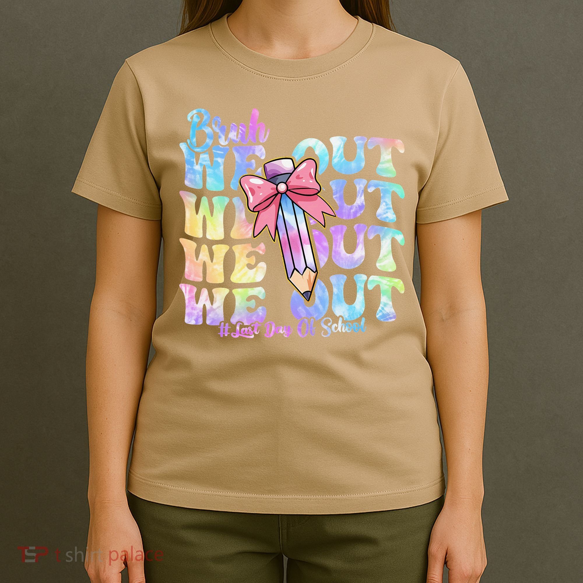 Bruh We Out Tie Dye Happy Last Day Of School Coquette Bow T-Shirt