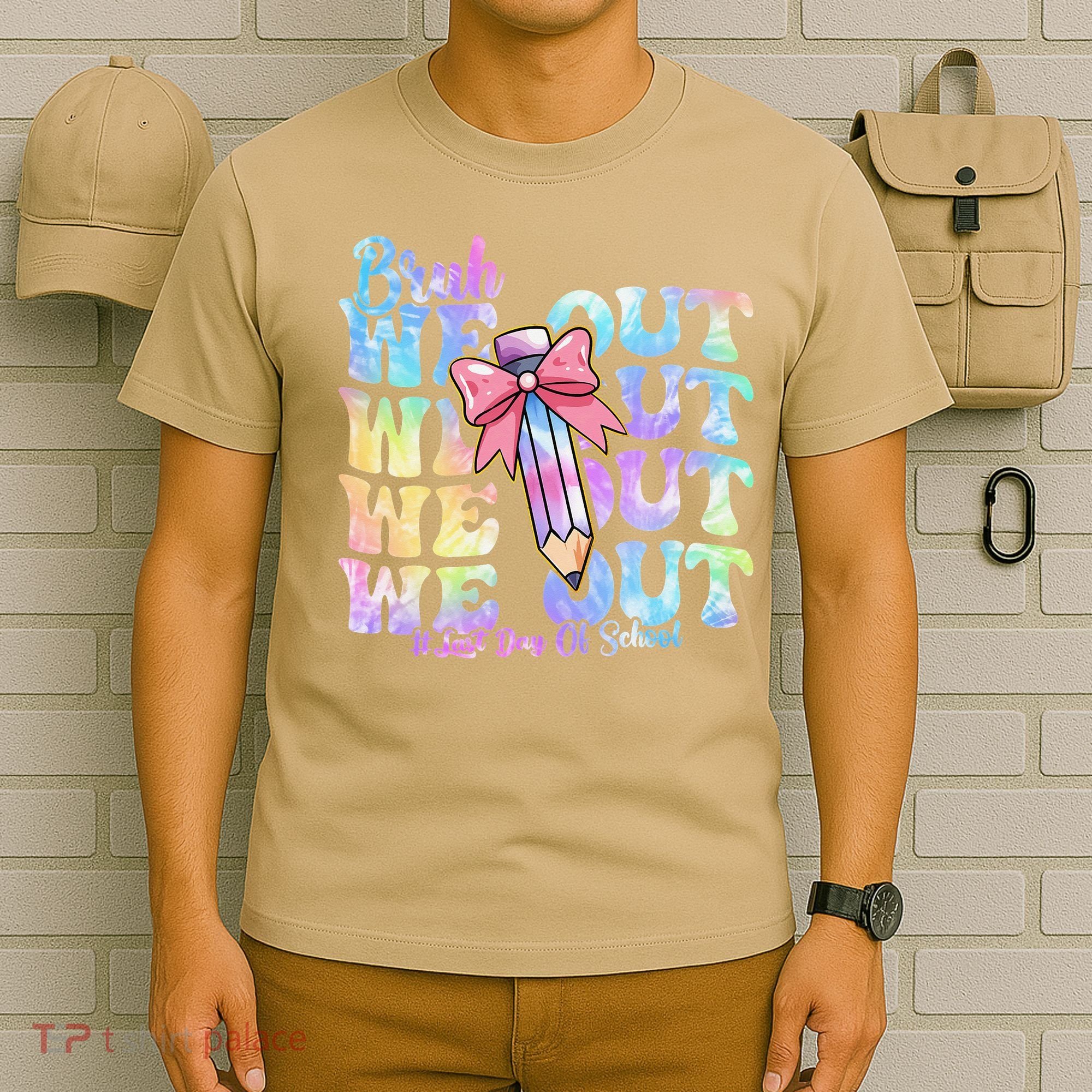 Bruh We Out Tie Dye Happy Last Day Of School Coquette Bow T-Shirt