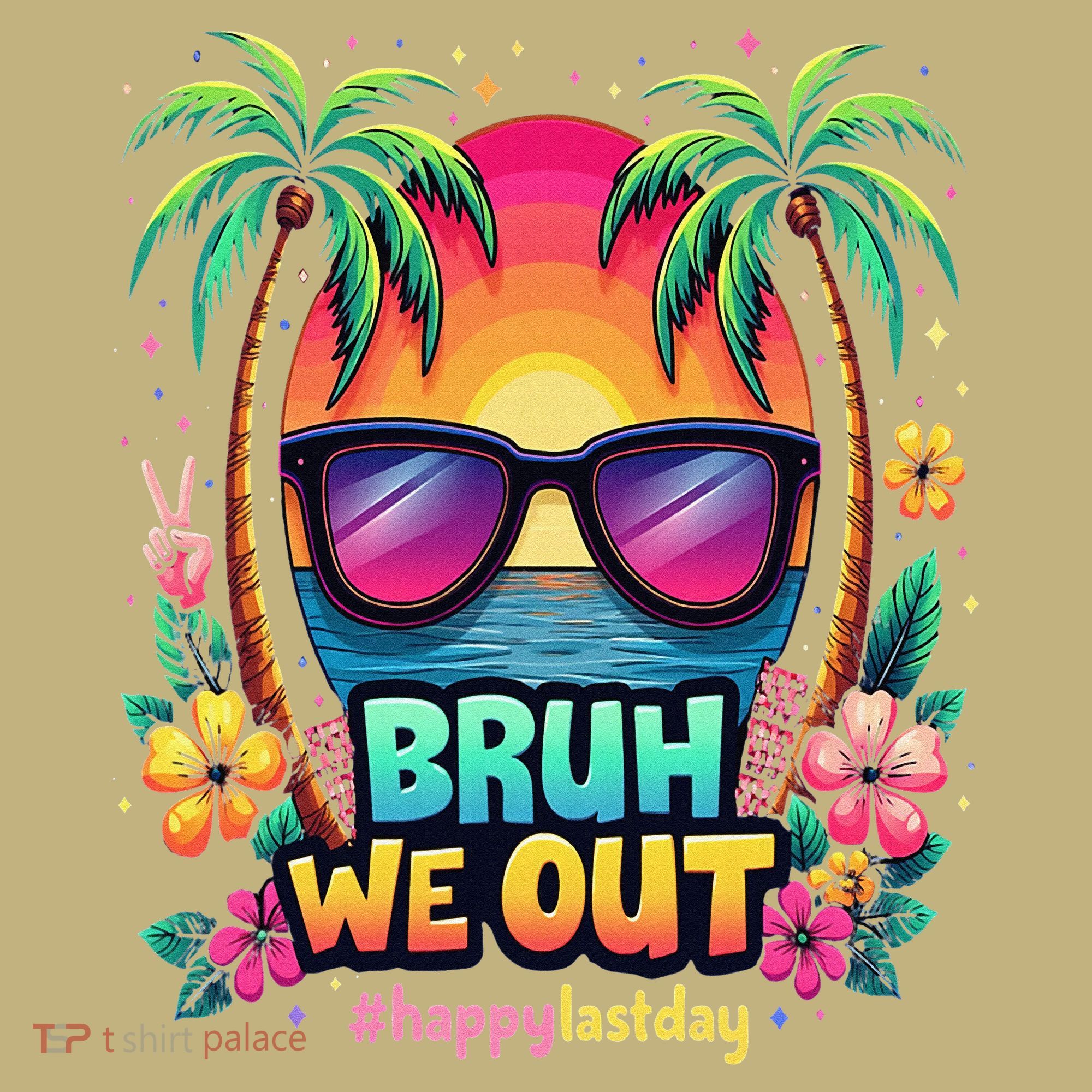 Bruh We Out Teachers Happy Last Day Of School Groovy T-Shirt