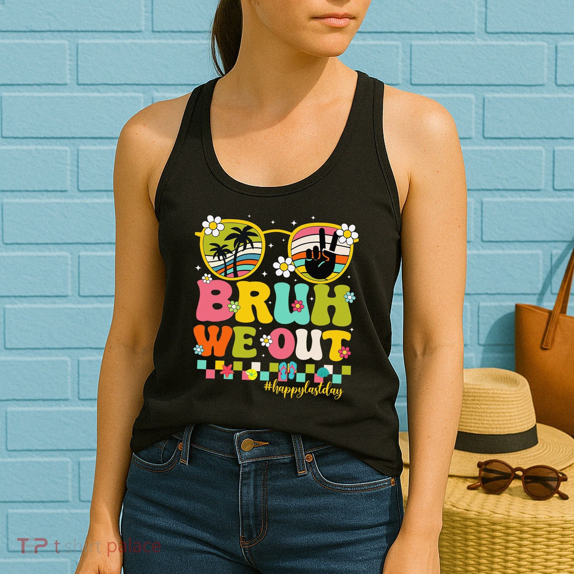 Bruh We Out Teachers Happy Last Day Of School Retro Groovy Women's Tank Top