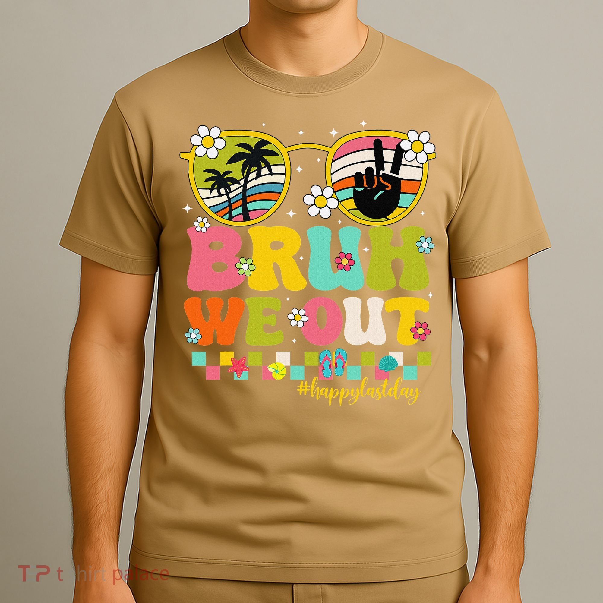 Bruh We Out Teachers Happy Last Day Of School Retro Groovy T-Shirt