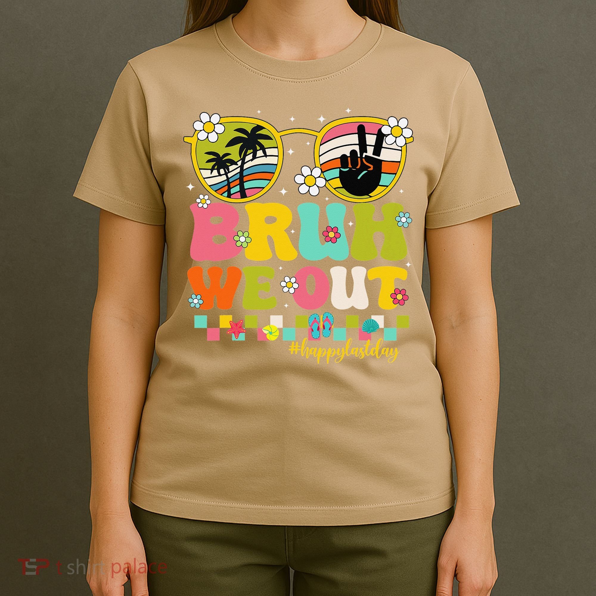 Bruh We Out Teachers Happy Last Day Of School Retro Groovy T-Shirt