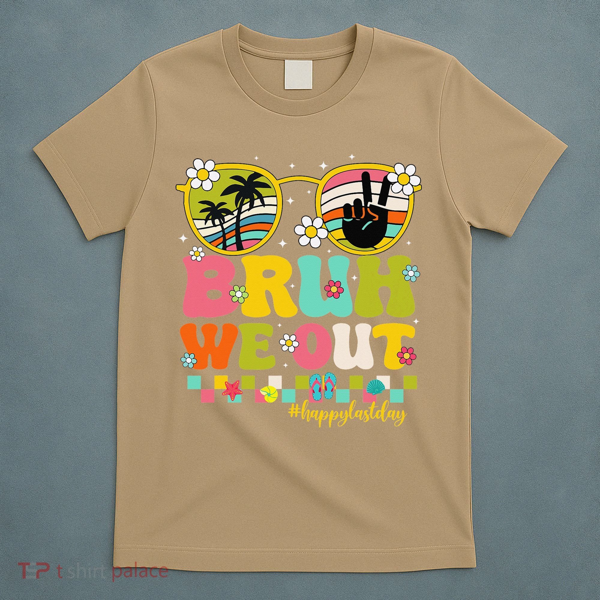 Bruh We Out Teachers Happy Last Day Of School Retro Groovy T-Shirt