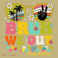 Bruh We Out Teachers Happy Last Day Of School Retro Groovy T-Shirt thumb 7