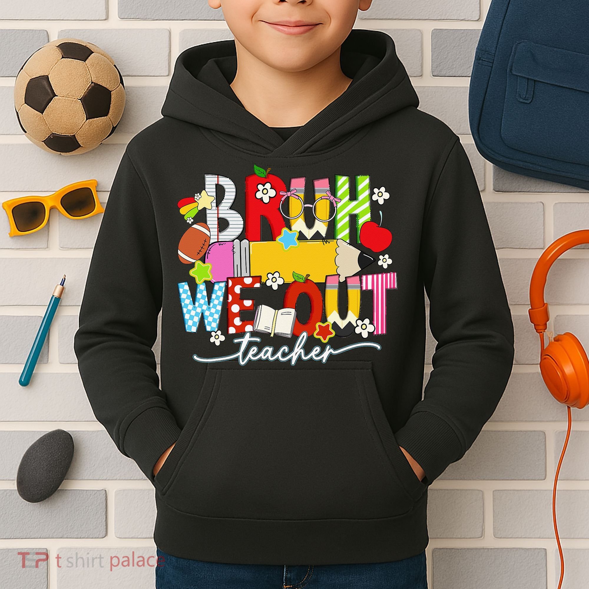 Bruh We Out Teacher Summer Last Dat Of School Kids Hoodie