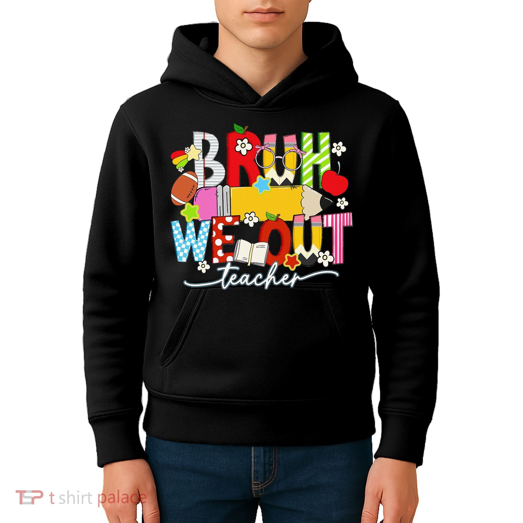 Bruh We Out Teacher Summer Last Dat Of School Kids Hoodie
