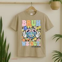 Bruh We Out Floral Teacher Summer Break Last Day Of School T-Shirt thumb 2
