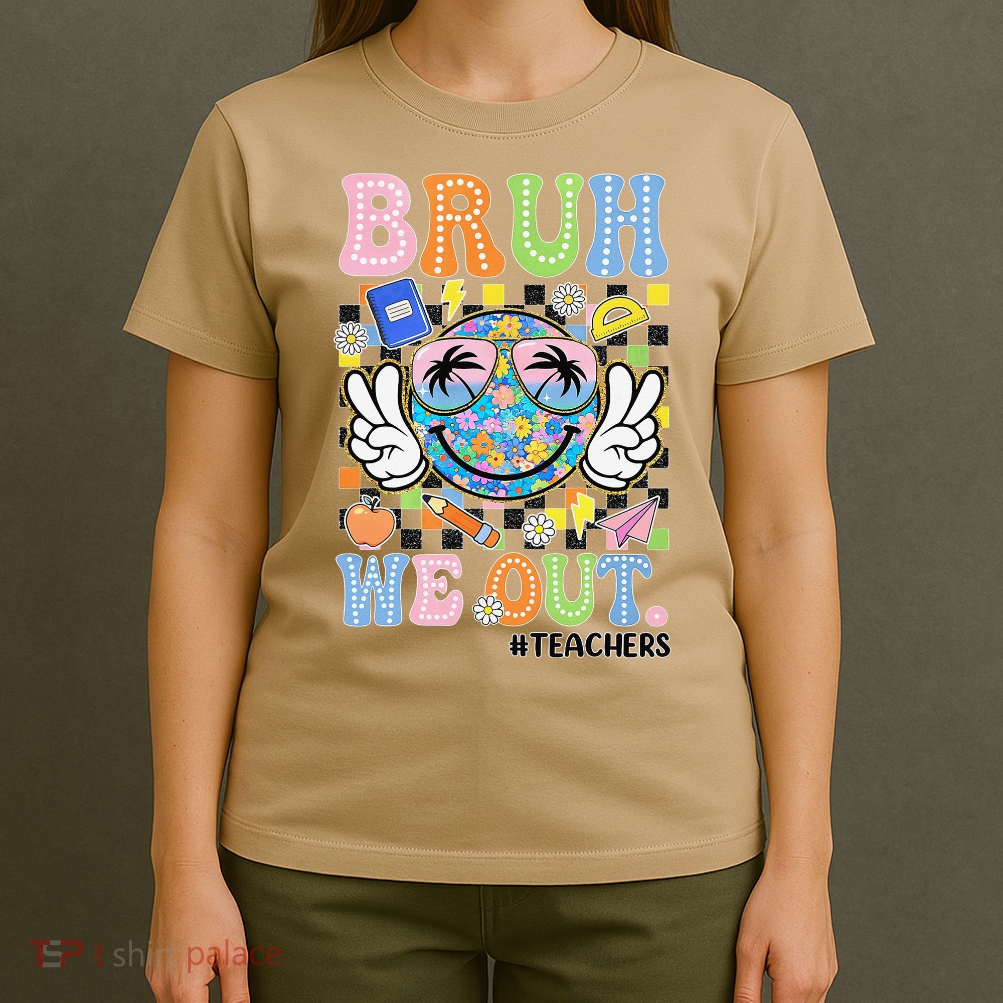 Bruh We Out Floral Teacher Summer Break Last Day Of School T-Shirt