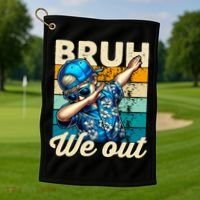 Bruh We Out Dabbing Boy Happy Last Day Of School Golf Towel thumb 1