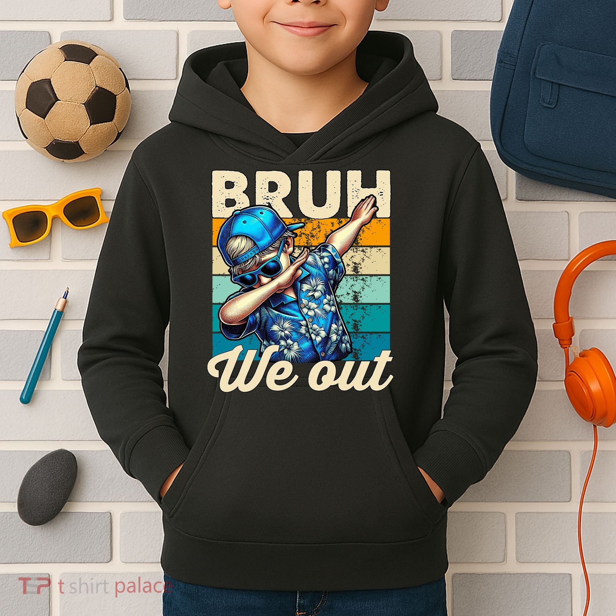 Bruh We Out Dabbing Boy Happy Last Day Of School Kids Hoodie