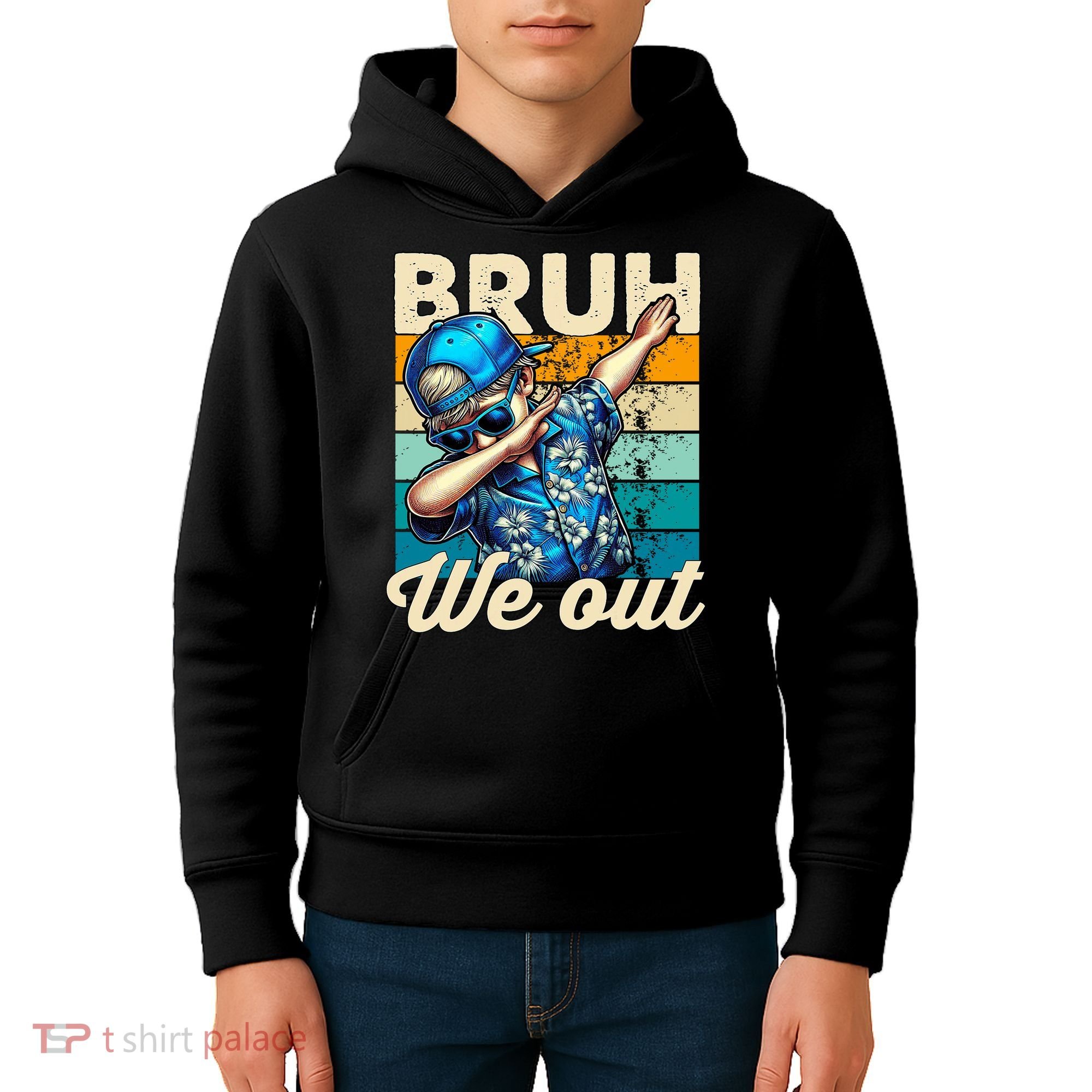 Bruh We Out Dabbing Boy Happy Last Day Of School Kids Hoodie