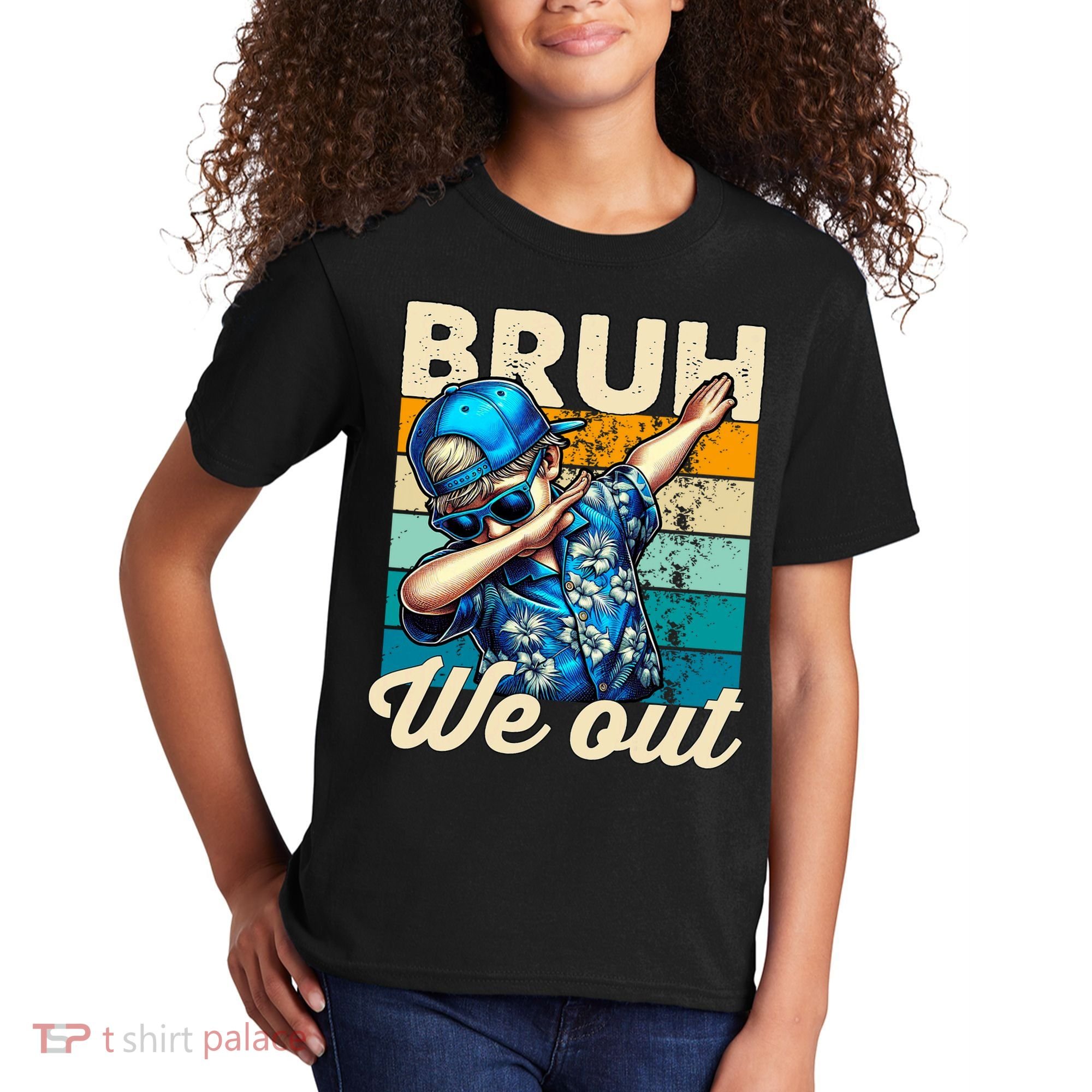 Bruh We Out Dabbing Boy Happy Last Day Of School Kids T-Shirt