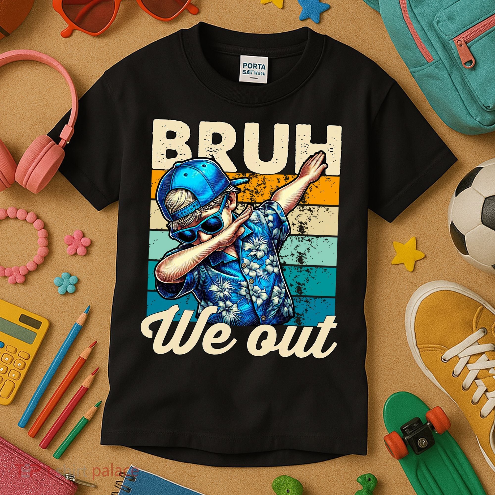 Bruh We Out Dabbing Boy Happy Last Day Of School Kids T-Shirt