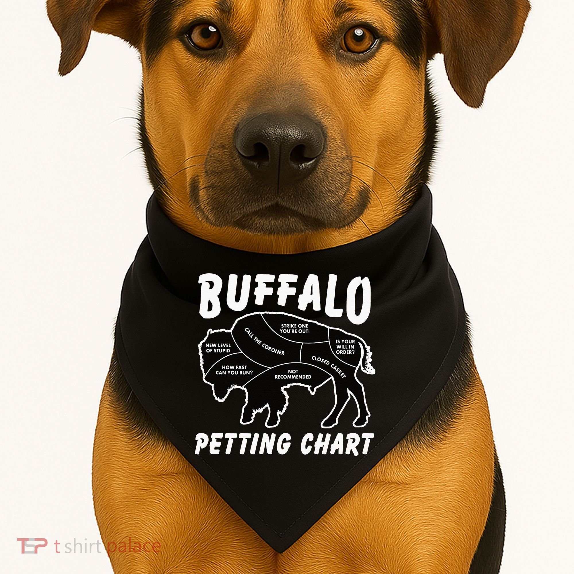 Buffalo Wildlife Petting Chart for Bison Lovers USA-Made Doggie Bandana