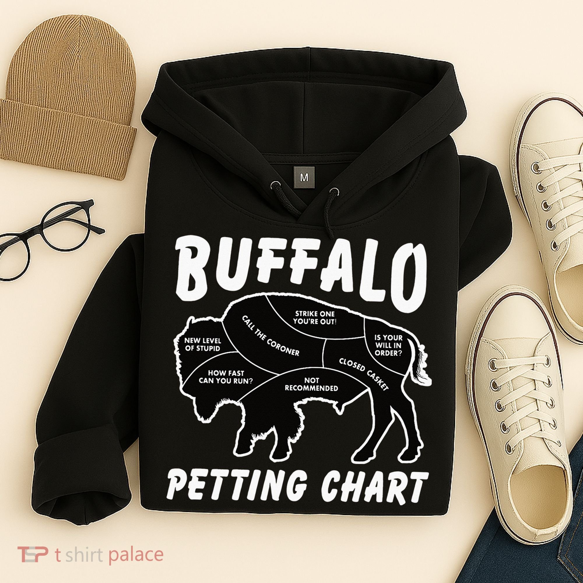 Buffalo Wildlife Petting Chart for Bison Lovers Hoodie