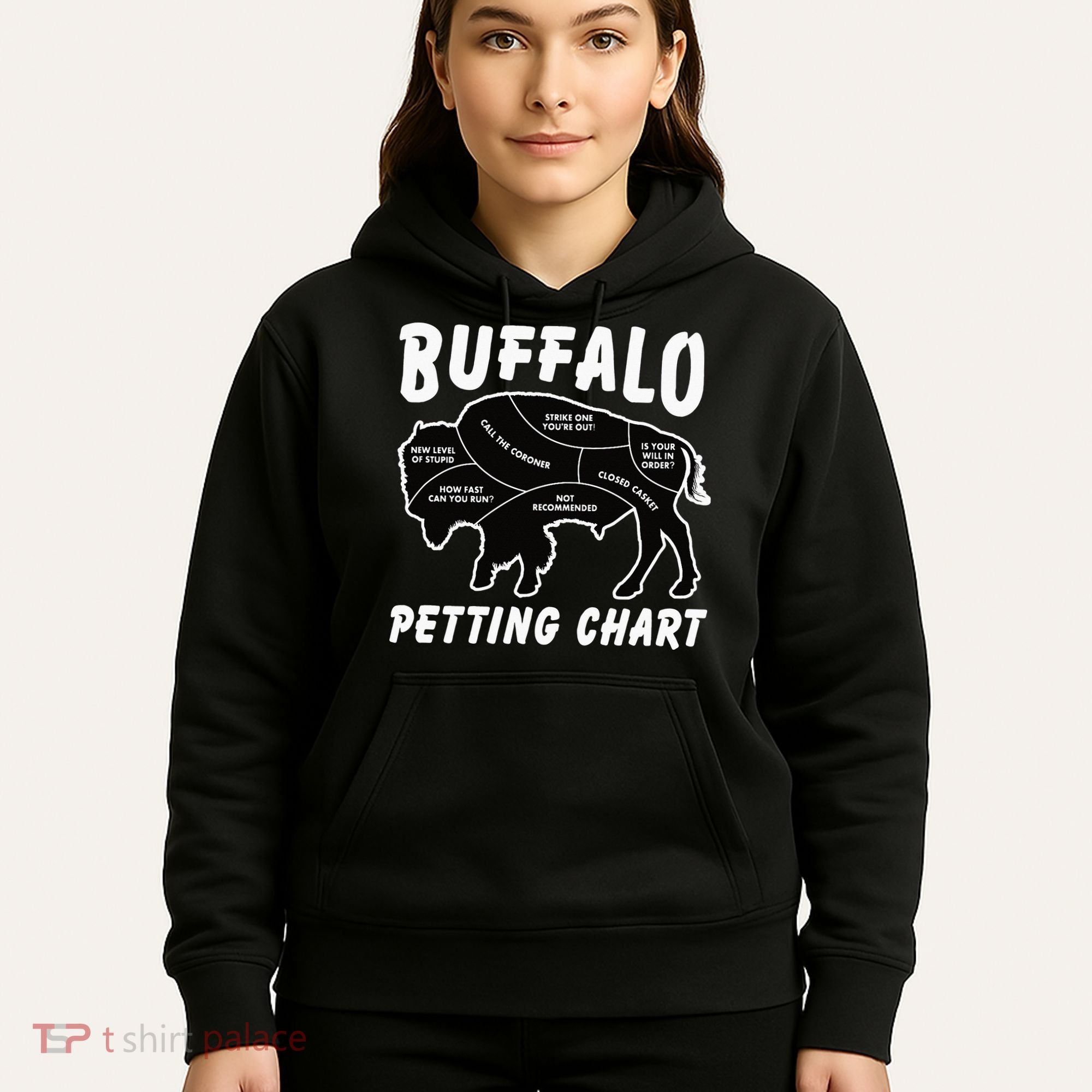 Buffalo Wildlife Petting Chart for Bison Lovers Hoodie