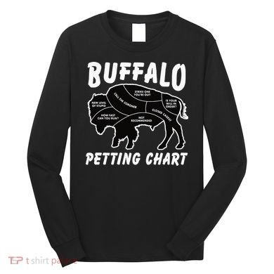 Buffalo Wildlife Petting Chart for Bison Lovers Long Sleeve Shirt