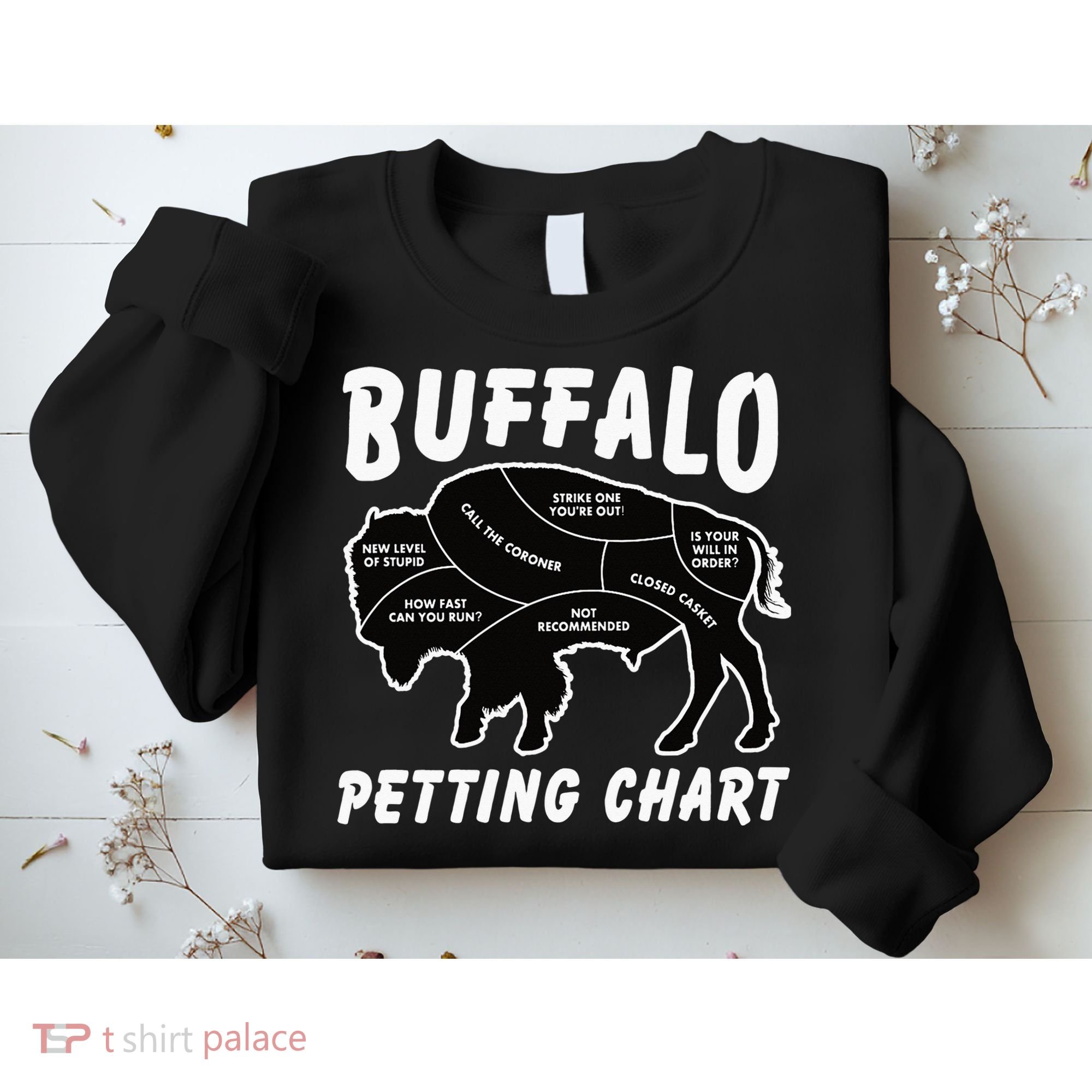 Buffalo Wildlife Petting Chart for Bison Lovers Sweatshirt