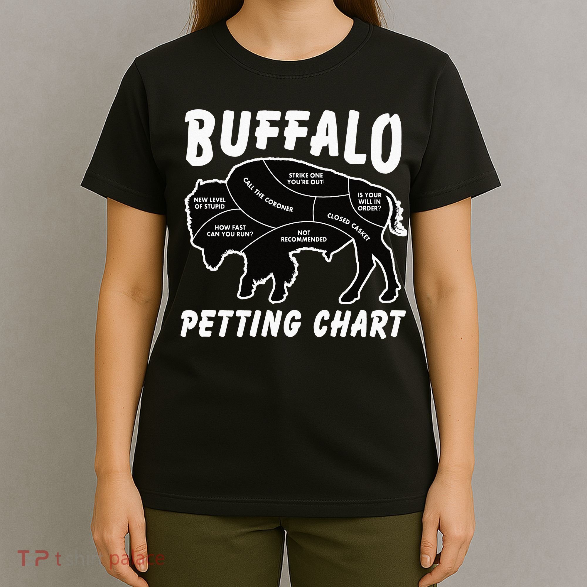 Buffalo Wildlife Petting Chart for Bison Lovers T-Shirt