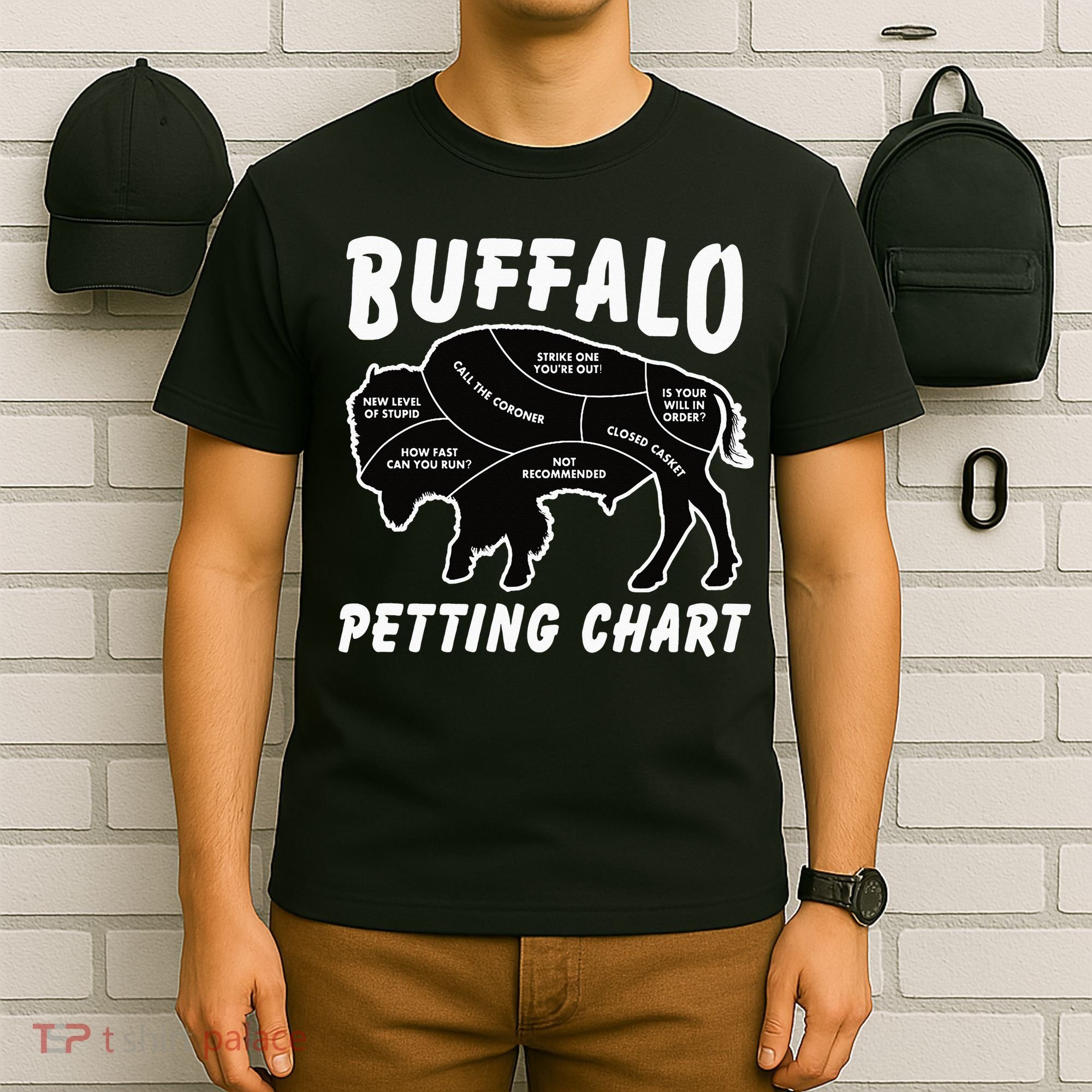 Buffalo Wildlife Petting Chart for Bison Lovers T-Shirt