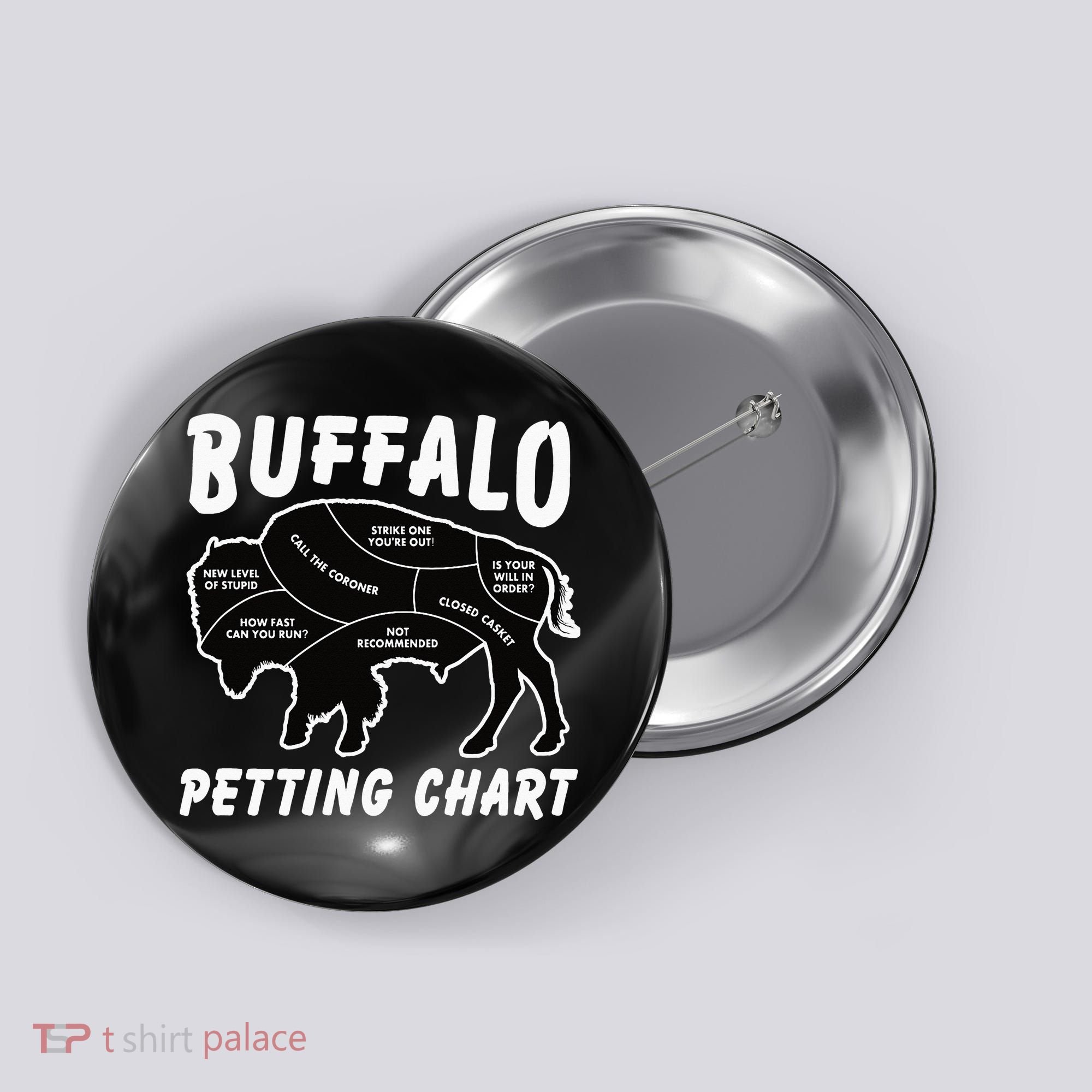 Buffalo Wildlife Petting Chart for Bison Lovers Button
