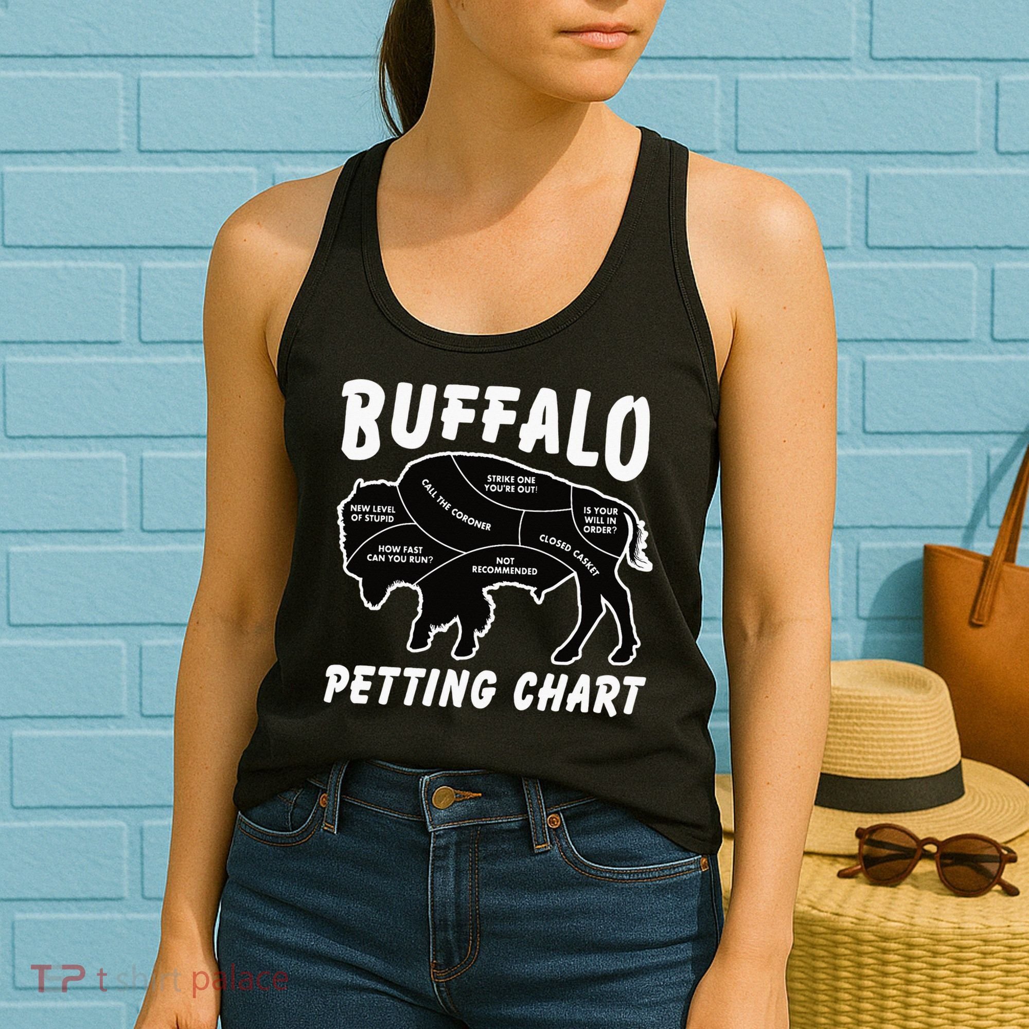 Buffalo Wildlife Petting Chart for Bison Lovers Women's Tank Top