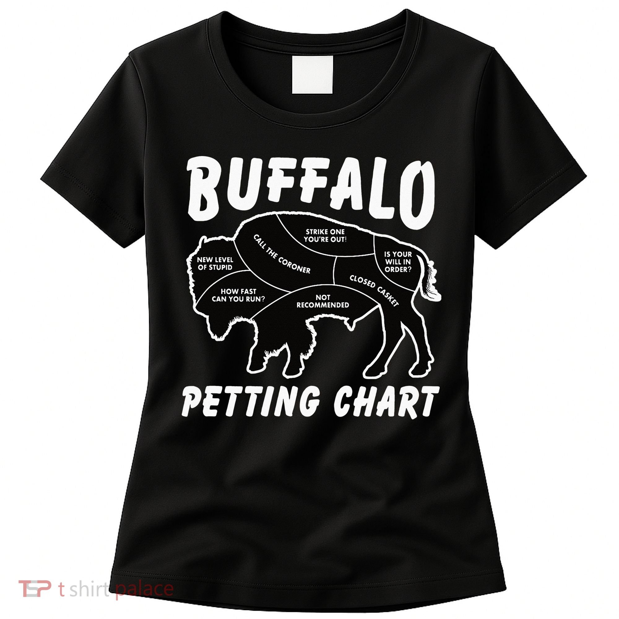 Buffalo Wildlife Petting Chart for Bison Lovers Women's T-Shirt