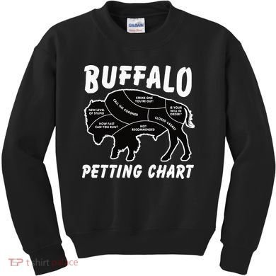 Buffalo Wildlife Petting Chart for Bison Lovers Kids Sweatshirt