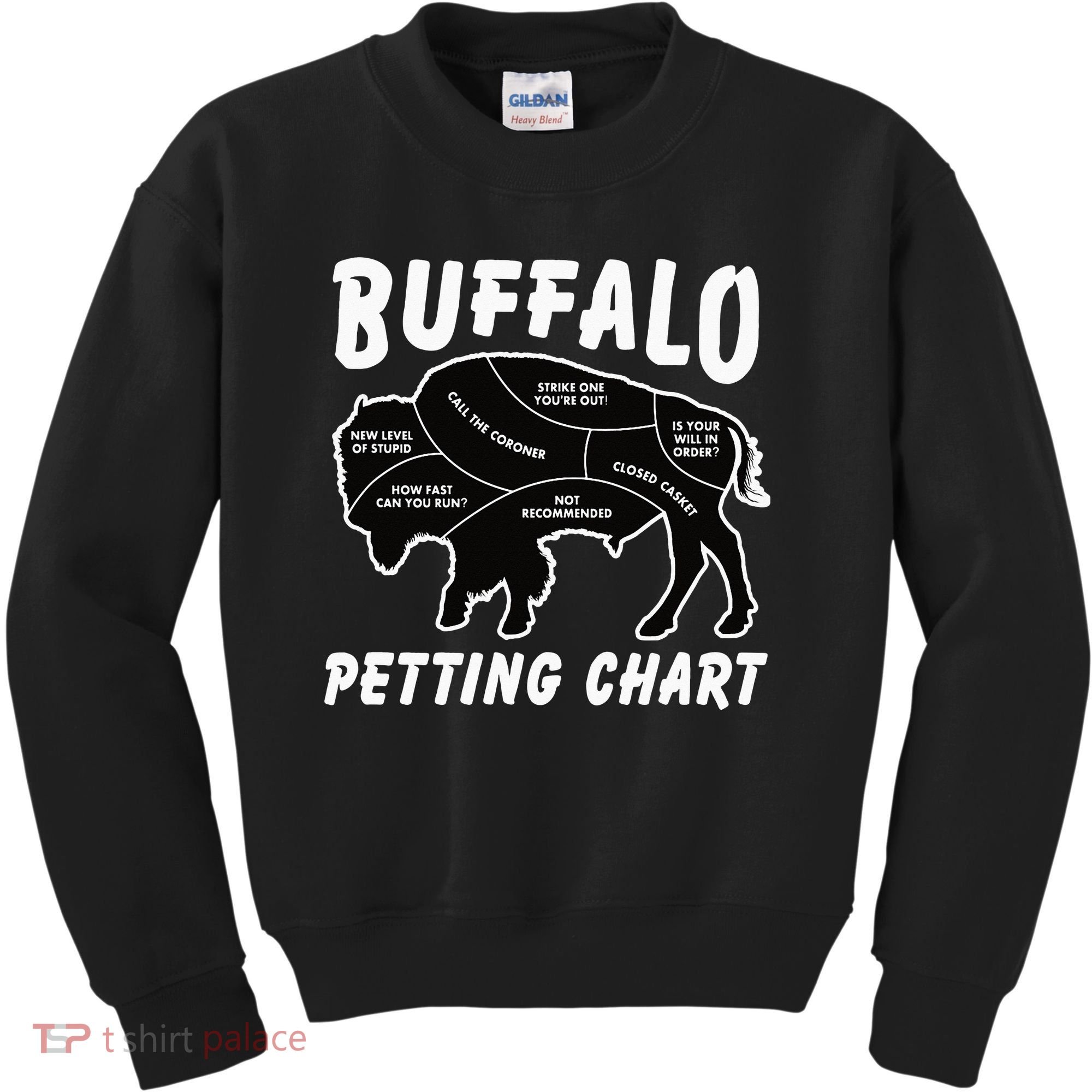 Buffalo Wildlife Petting Chart for Bison Lovers Kids Sweatshirt