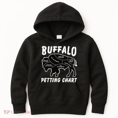Buffalo Wildlife Petting Chart for Bison Lovers Kids Hoodie