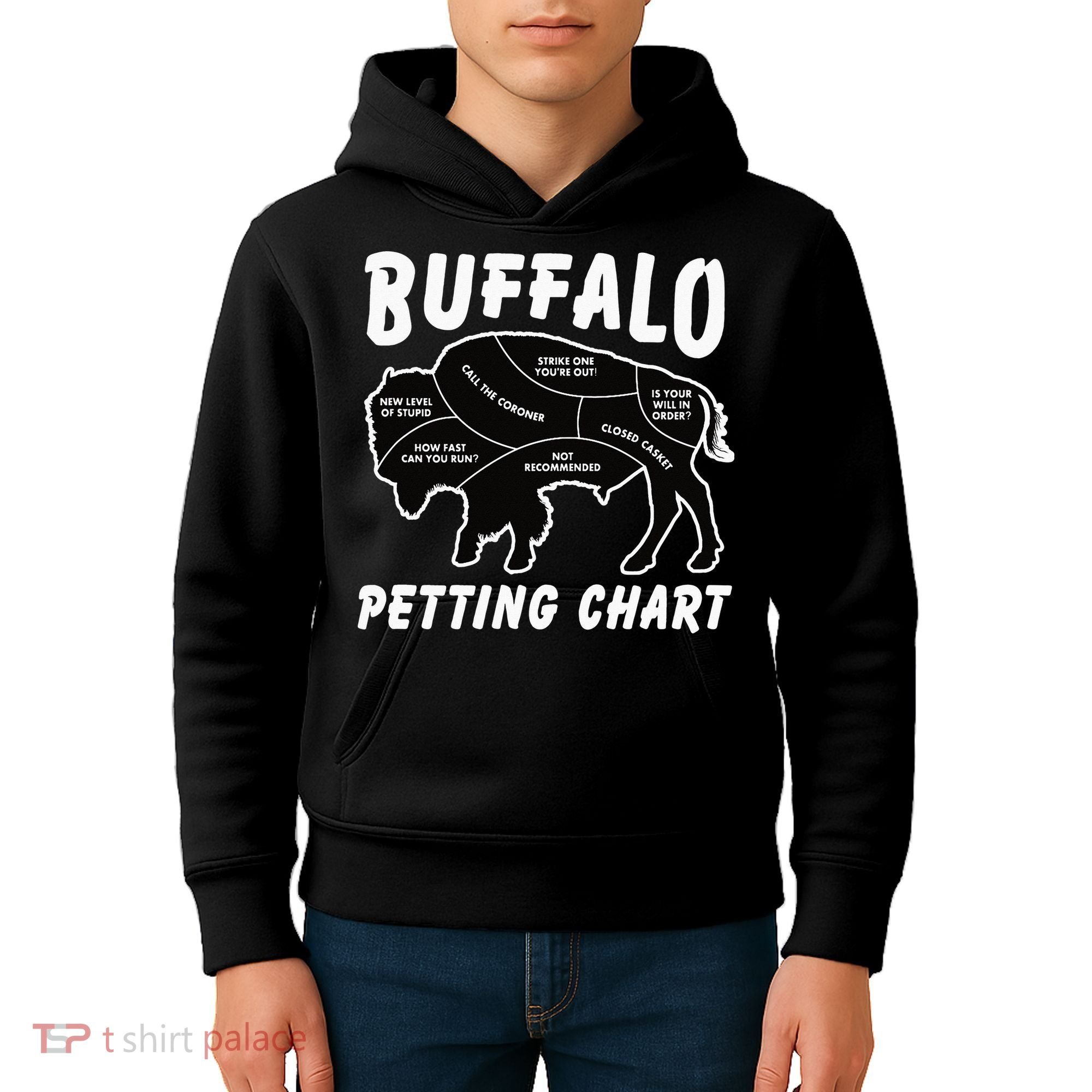 Buffalo Wildlife Petting Chart for Bison Lovers Kids Hoodie