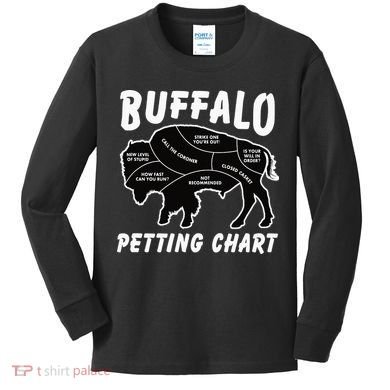 Buffalo Wildlife Petting Chart for Bison Lovers Kids Long Sleeve Shirt