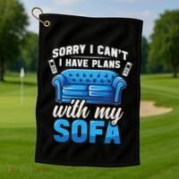 Binge Watching Plans With My Sofa Watching Tv Series Golf Towel thumb 1