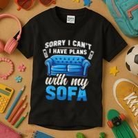 Binge Watching Plans With My Sofa Watching Tv Series Kids T-Shirt thumb 3