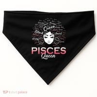 Black Wo Pisces Queen March Birthday USA-Made Doggie Bandana thumb 0