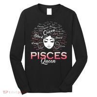 Black Wo Pisces Queen March Birthday Long Sleeve Shirt thumb 0